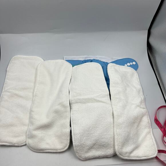 ALVABABY Cloth Diaper Reusable One Size Adjustable Blue & Gray With 4 Inserts - Picture 7 of 10